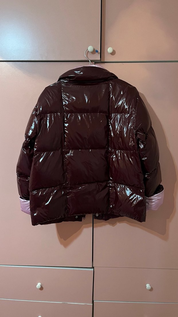 TWIST Bordo Parlak Kadın Kışlık Mont - Görsel 3