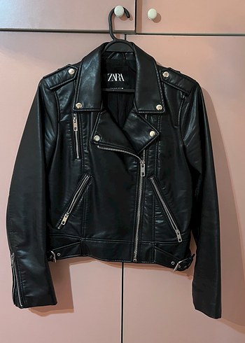 Kadın Siyah Biker Deri Ceket - Görsel 2