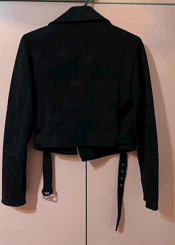 PULL BEAR Siyah Süet Kadın Biker Ceket - Görsel 2