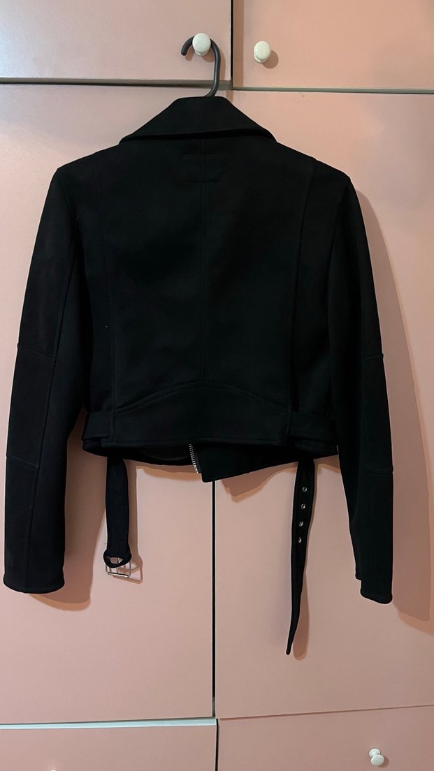 PULL BEAR Siyah Süet Kadın Biker Ceket - Görsel 2