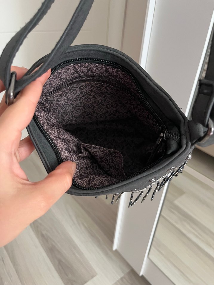 Deichmann Püsküllü Gri Süet Bohem Çanta - Görsel 4