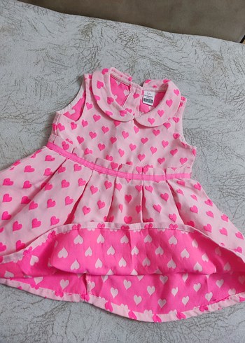 LC Waikiki Pembe Kalp Desenli Kolsuz Kız Elbisesi