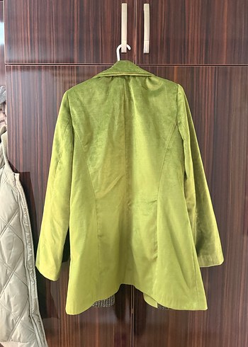 Düğmeli Uzun Yeşil Kadın Blazer - Görsel 2