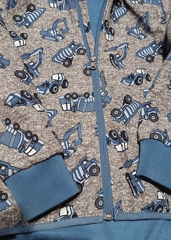 Kapüşonlu Gri Erkek Çocuk Fermuarlı Yağmurluk - Görsel 2