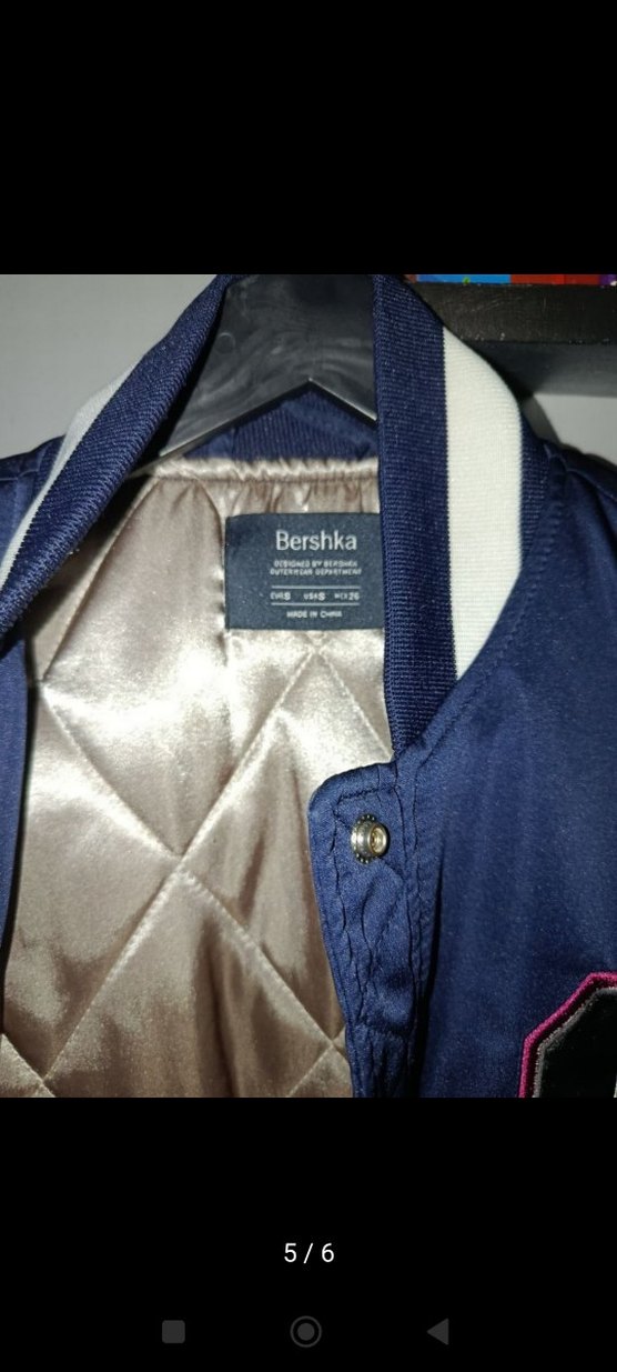 Düğmeli Erkek Mavi Bomber Ceket Nakışlı - Görsel 5