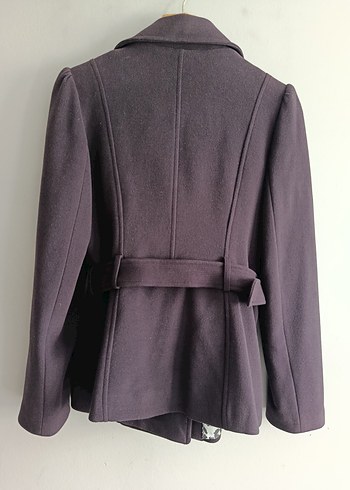 Kemerli Fermuarlı Mor Kaban - Görsel 4