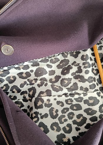 Kemerli Fermuarlı Mor Kaban - Görsel 5