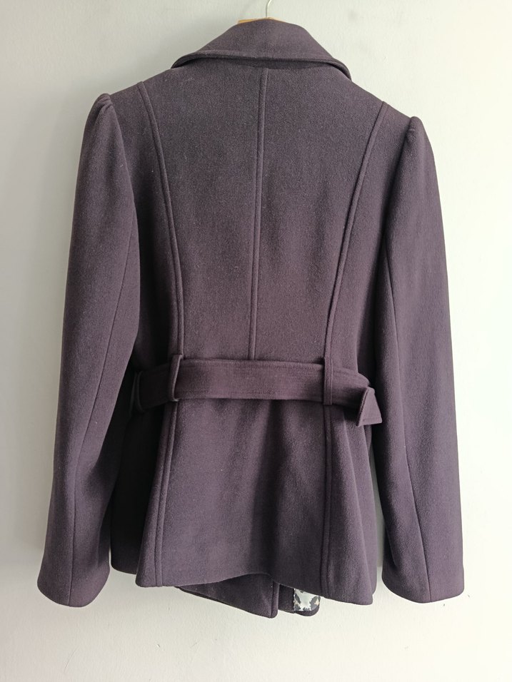 Kemerli Fermuarlı Mor Kaban - Görsel 4