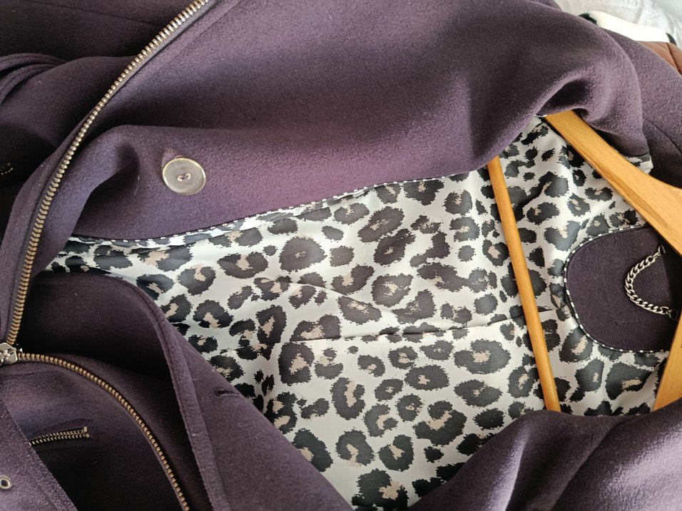 Kemerli Fermuarlı Mor Kaban - Görsel 5