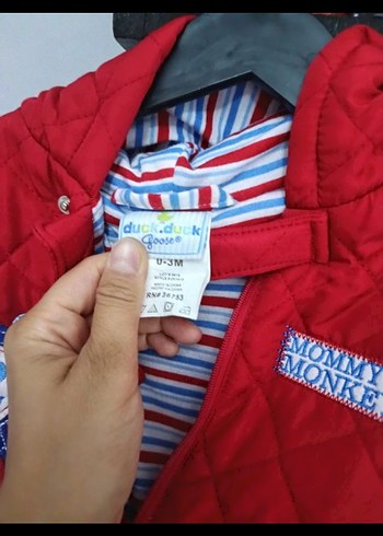 Nakışlı Kırmızı Bebek Tulum Mont - Görsel 2