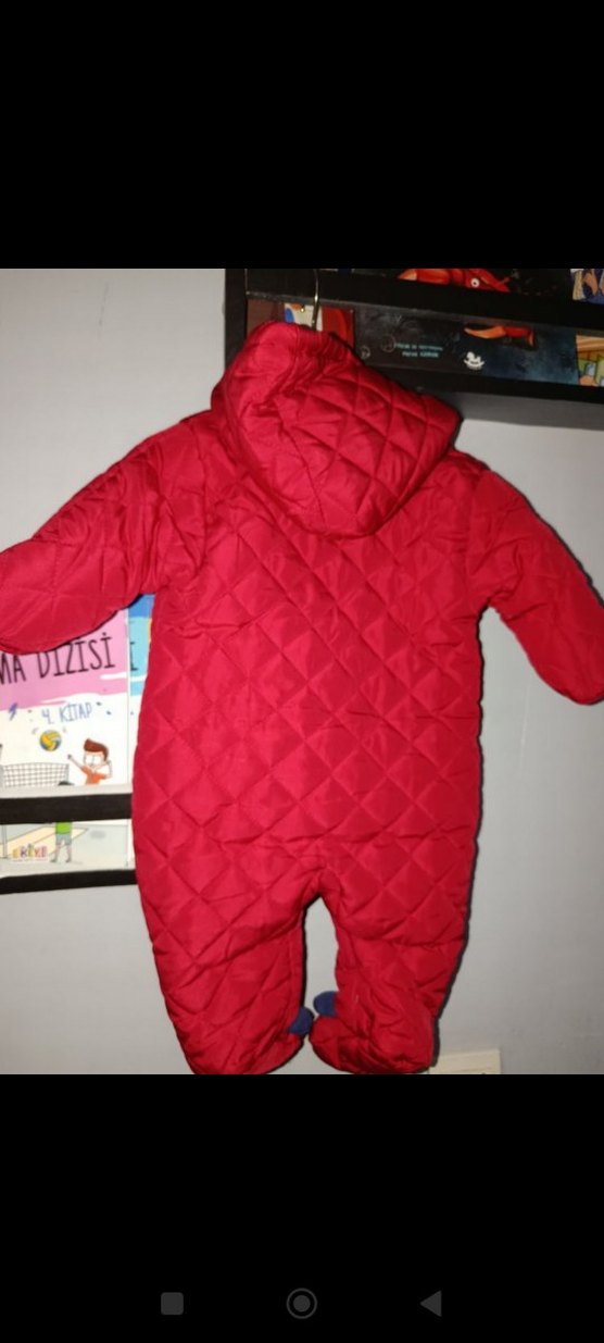 Nakışlı Kırmızı Bebek Tulum Mont - Görsel 4