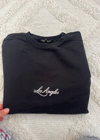 Siyah Nakışlı Uzun Kollu Salaş Sweatshirt - Görsel 2