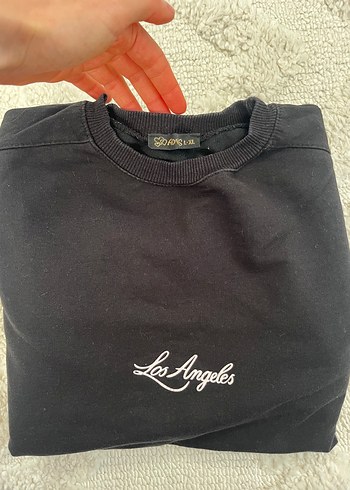 Siyah Nakışlı Uzun Kollu Salaş Sweatshirt - Görsel 3