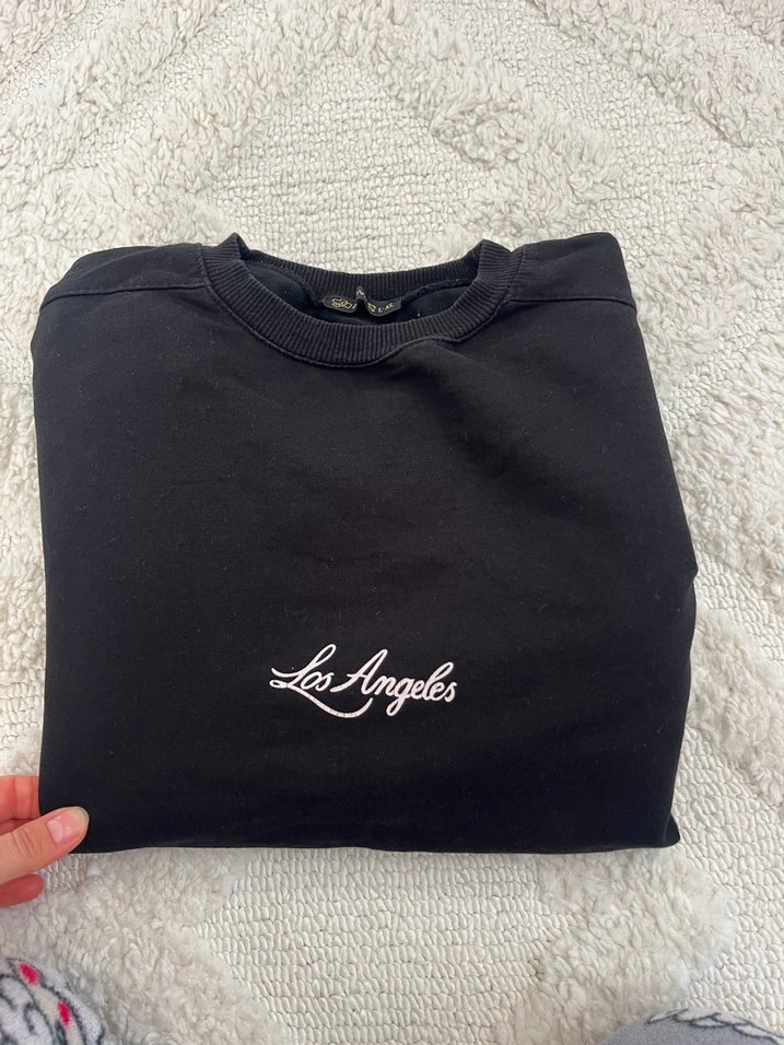 Siyah Nakışlı Uzun Kollu Salaş Sweatshirt - Görsel 2