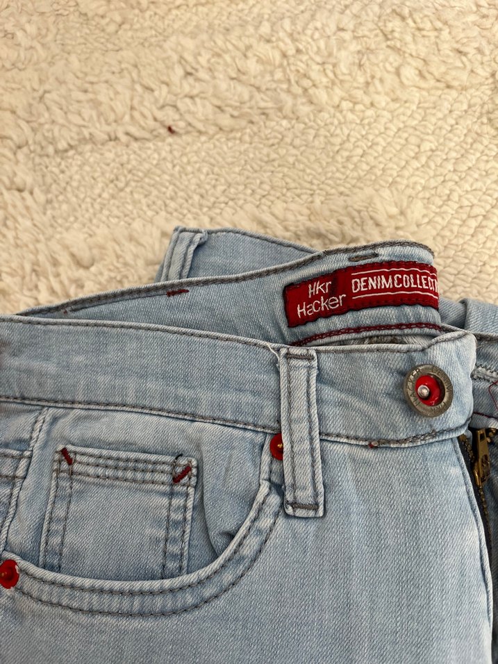 Nakışlı Gri Kadın Denim Pantolon - Görsel 2