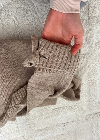 Bej Örgü uzun  Kadın Kazak - Görsel 3