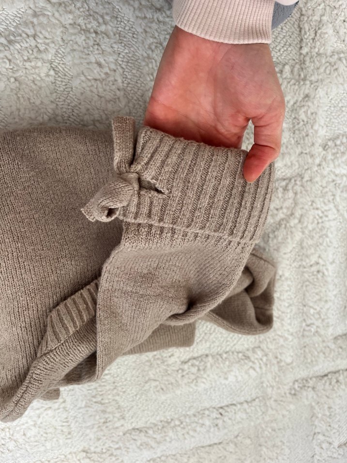 Bej Örgü uzun  Kadın Kazak - Görsel 3