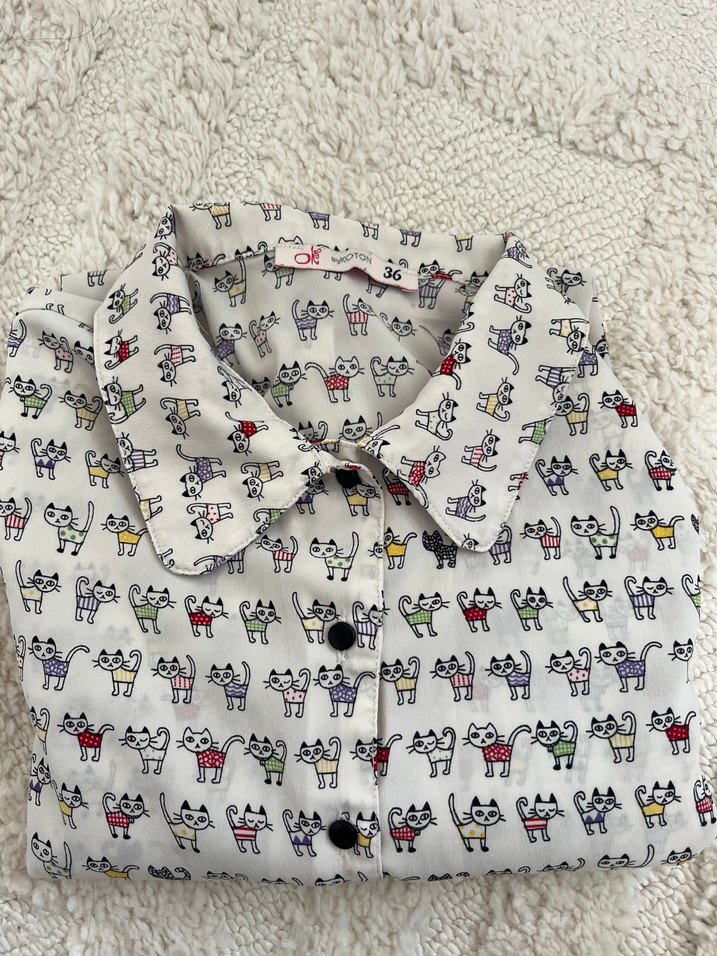 Desenli Uzun Kollu Kadın Gömlek - Görsel 2