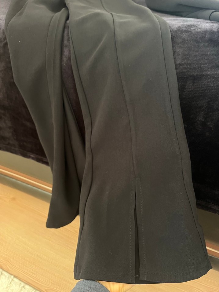 Siyah Tüylü Uzun Kadın Blazer Ceket pantolon takım - Görsel 2