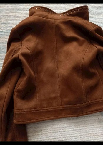 Kız çocuk kahverengi Süet Ceket - Görsel 3