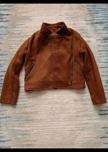 Kız çocuk kahverengi Süet Ceket - Görsel 4