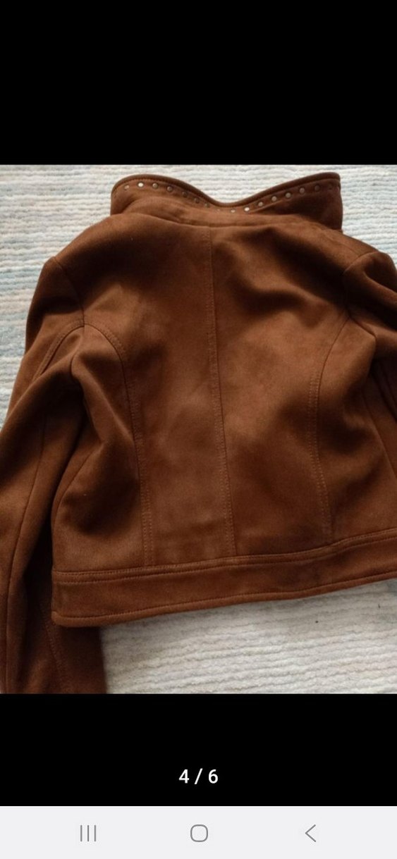 Kız çocuk kahverengi Süet Ceket - Görsel 3