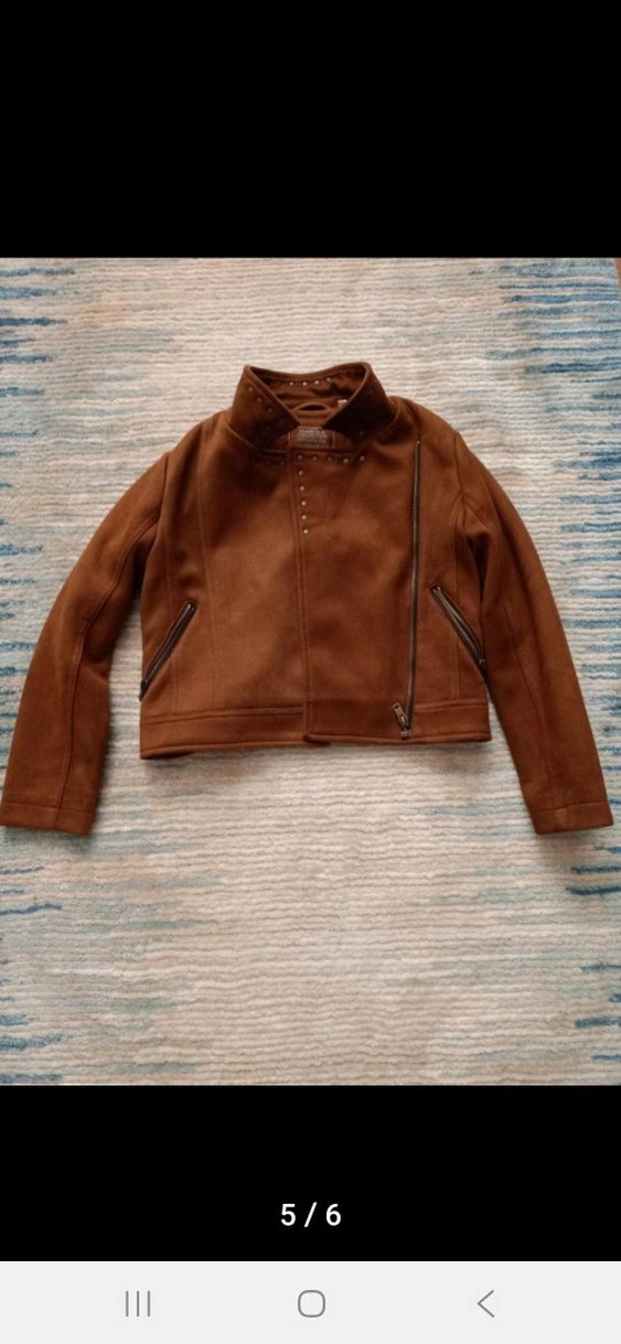 Kız çocuk kahverengi Süet Ceket - Görsel 4