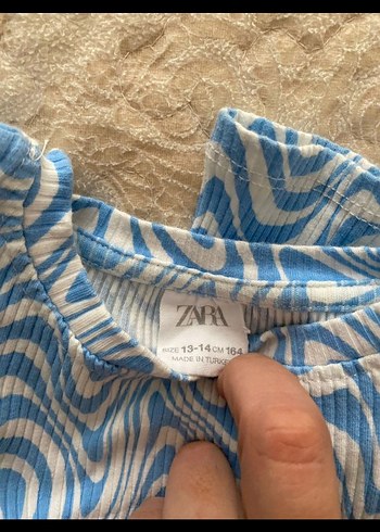 Mavi Bağlama Desenli Uzun Kollu Bluz - Görsel 3