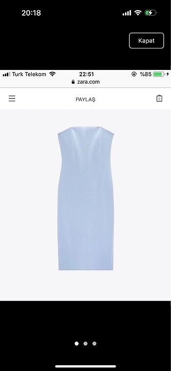 Zara Straplez Bebe Mavisi Elbise