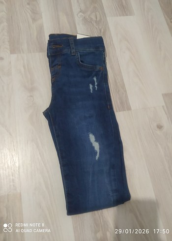 unisex dar kalıp 4-5 yaş kot pantalon - Görsel 4