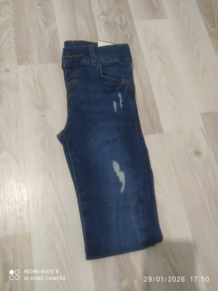 unisex dar kalıp 4-5 yaş kot pantalon - Görsel 4