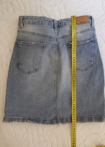 Gri Denim Midi Etek