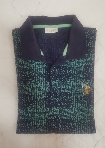 l Beden yeşil Renk Erkek Yeşil Batik Desenli Polo Tişört