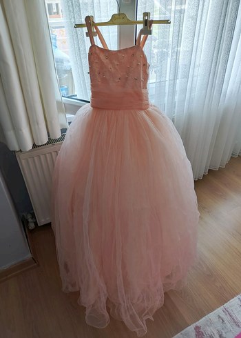 Pembe taşlı çocuk abiyesi