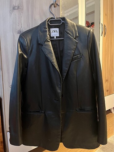 Zara Deri Siyah Blazer Ceket