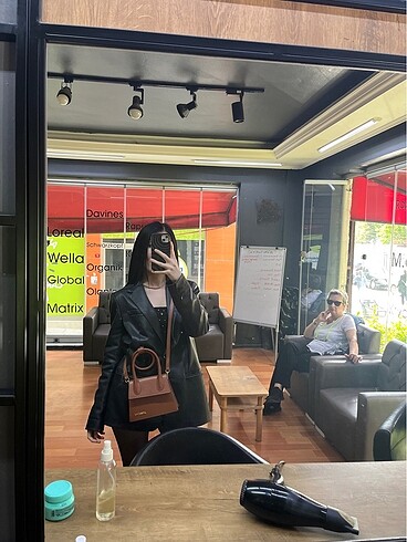 Zara Zara Deri Siyah Blazer Ceket