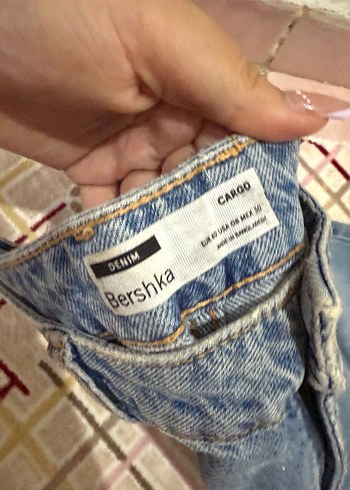 40 Beden mavi Renk Cargo Bol Kesim Midi Kot Pantolon