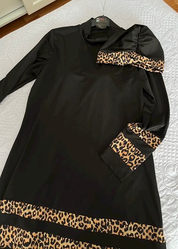 Leopar detaylı haşema ve bonesi - Görsel 4