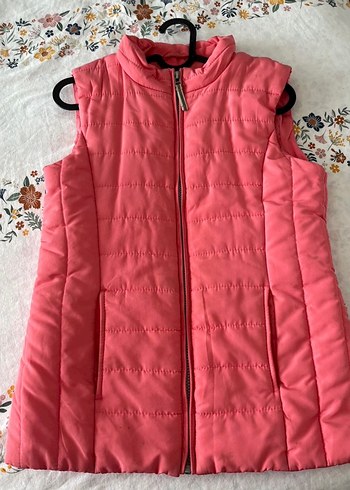 Kız Çocuk Parlak Pembe Fermuarlı Yelek - Görsel 5