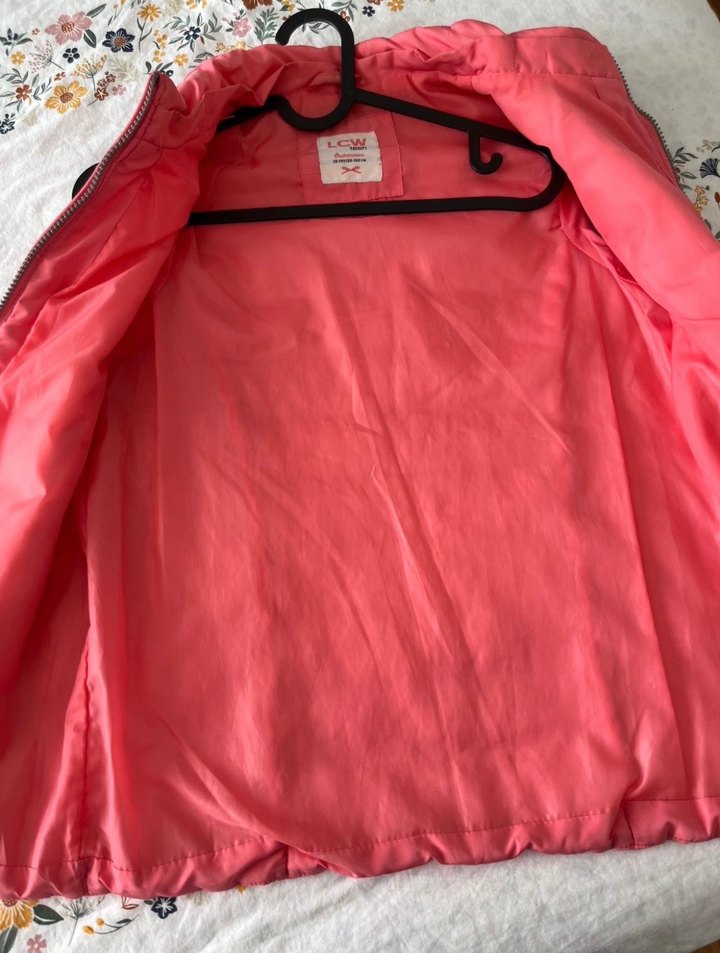 Kız Çocuk Parlak Pembe Fermuarlı Yelek - Görsel 4