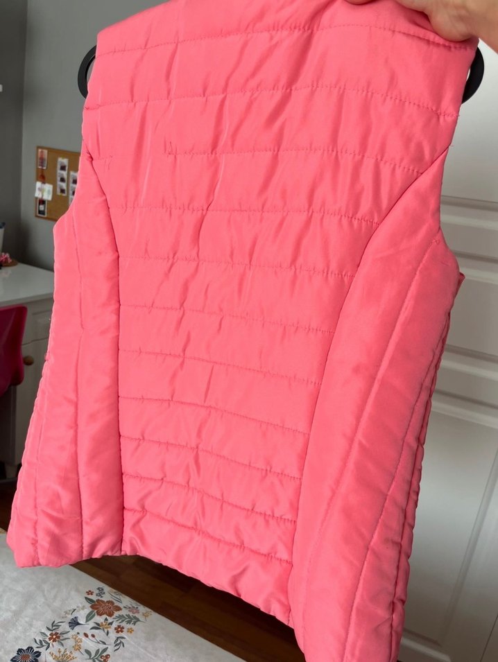 Kız Çocuk Parlak Pembe Fermuarlı Yelek - Görsel 2