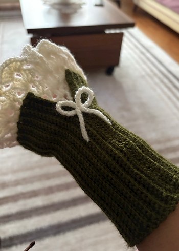 Yeşil vintage el yapımı eldiven - Görsel 5
