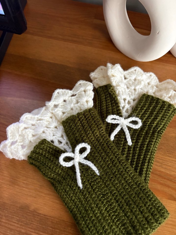 Yeşil vintage el yapımı eldiven - Görsel 2