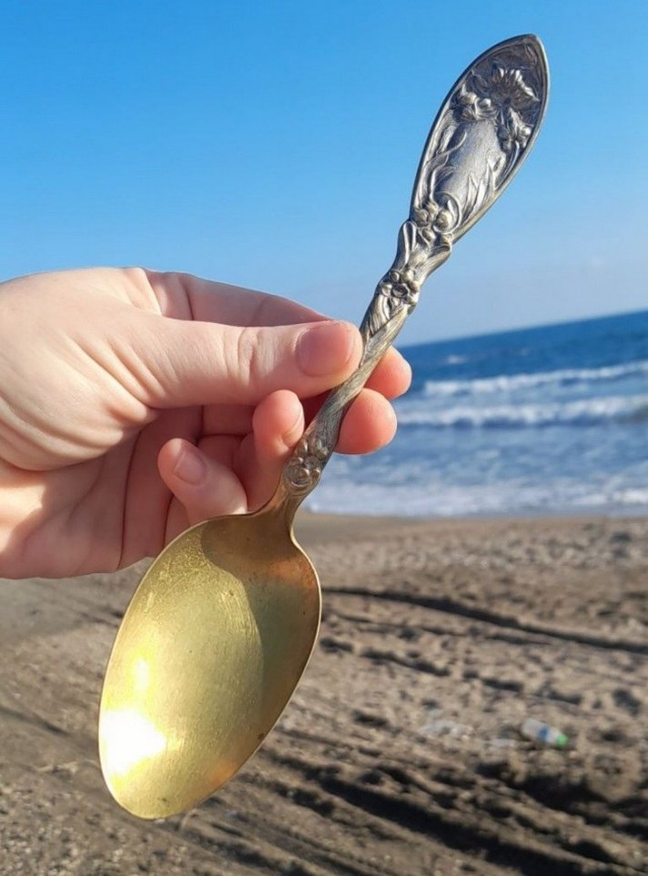 Antika pirinç damgalı yemek kaşığı - Görsel 3