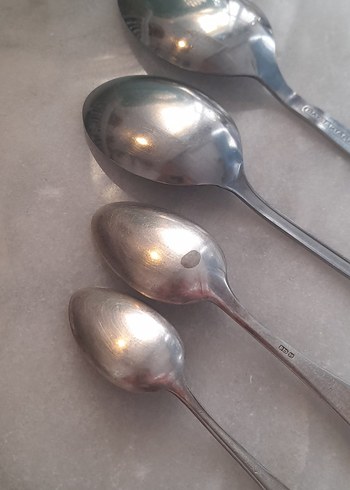 Gümüş rengi 4 adet vintage Kaşık - Görsel 5