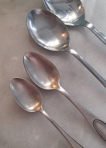 Gümüş rengi 4 adet vintage Kaşık - Görsel 4