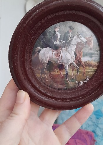 Bordo Yuvarlak Ahşap minik tablo - Görsel 5