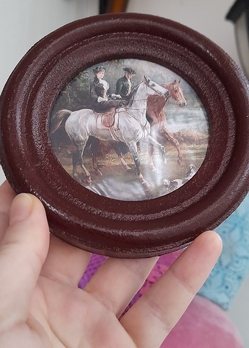 Bordo Yuvarlak Ahşap minik tablo - Görsel 6