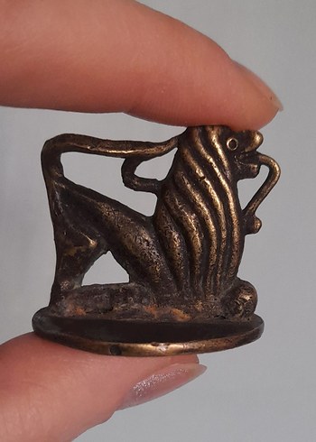 Antika bronz Osmanlı mühür Aslan - Görsel 2