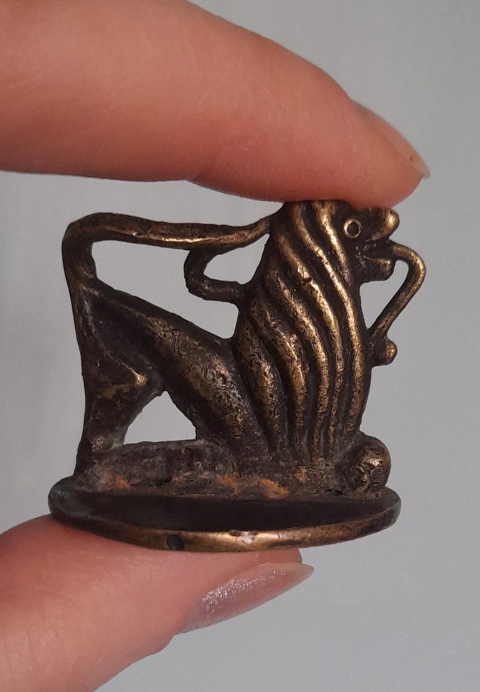 Antika bronz Osmanlı mühür Aslan - Görsel 2